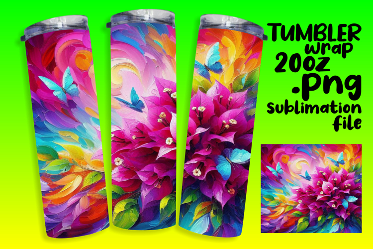 CUSTOM 20oz Tumbler Design for DIY , Flowers