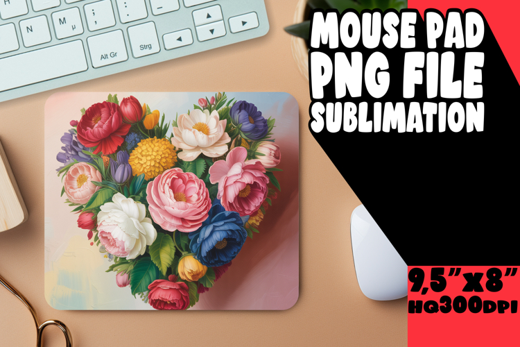 Luminous Mouse Mat Sublimation, Flowers Heart example image 1