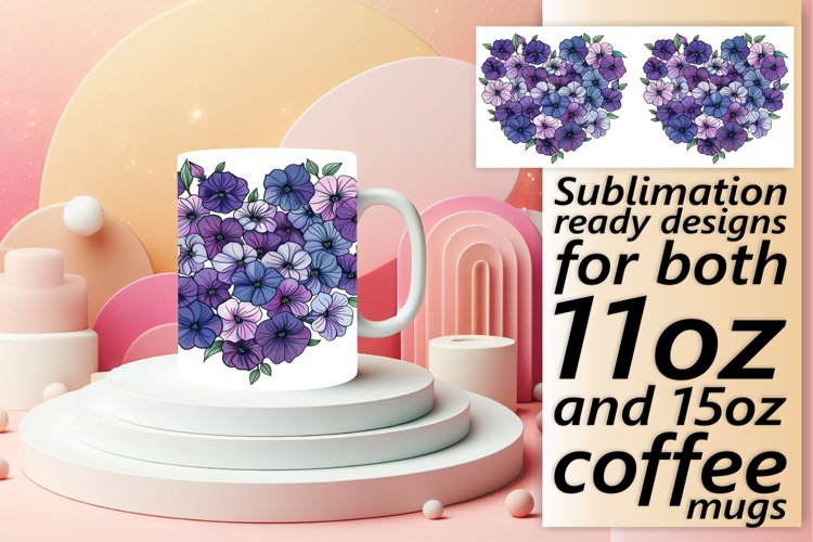 Sublimation Mug Wrap Spring Heart Pattern