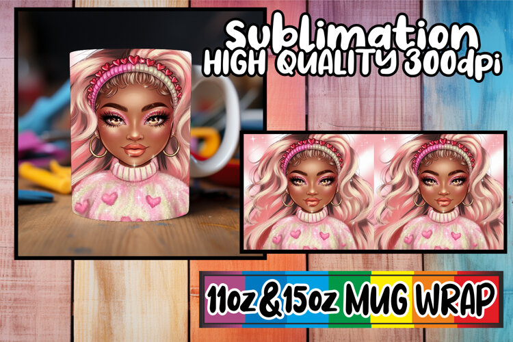 Joyful thoughts sublimation print wrap, Afro Girl example image 1