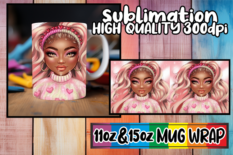 Joyful thoughts sublimation print wrap, Afro Girl