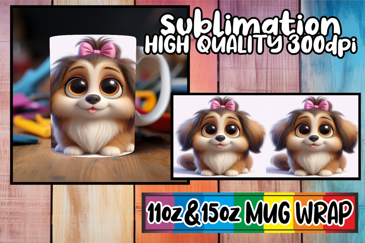 Radiant moments sublimation mug wrap, 3D Dog