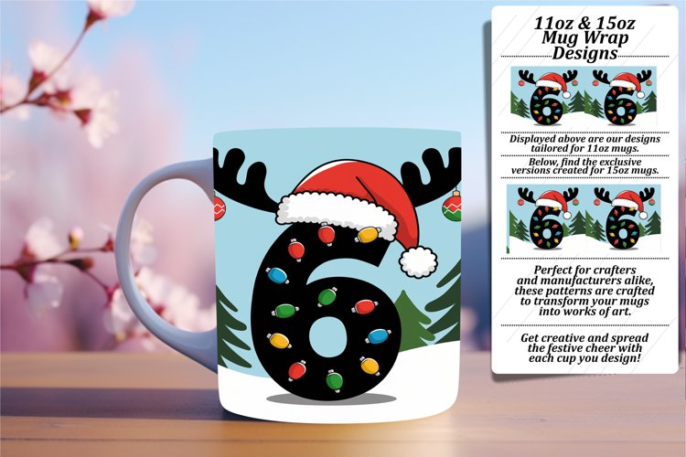 Radiant 15oz Mug Wrap Png Design , Christmas