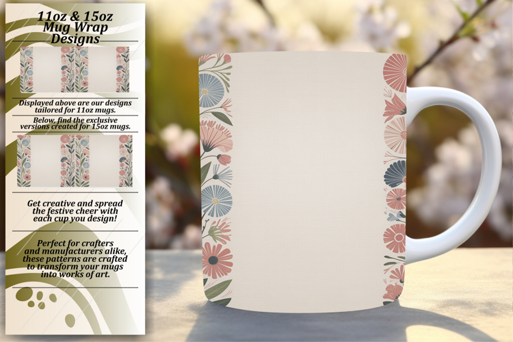 Creative 15oz Png Mug Wrap Template , Flowers