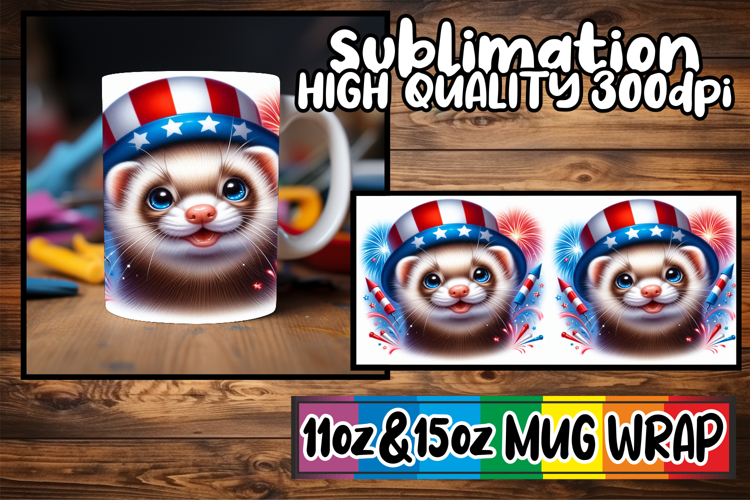 Happy hearts sublimation mug wrap, USA Animals