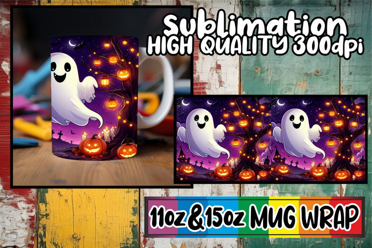 Radiant adventures 11oz 15oz sublimation wrap, Ghost