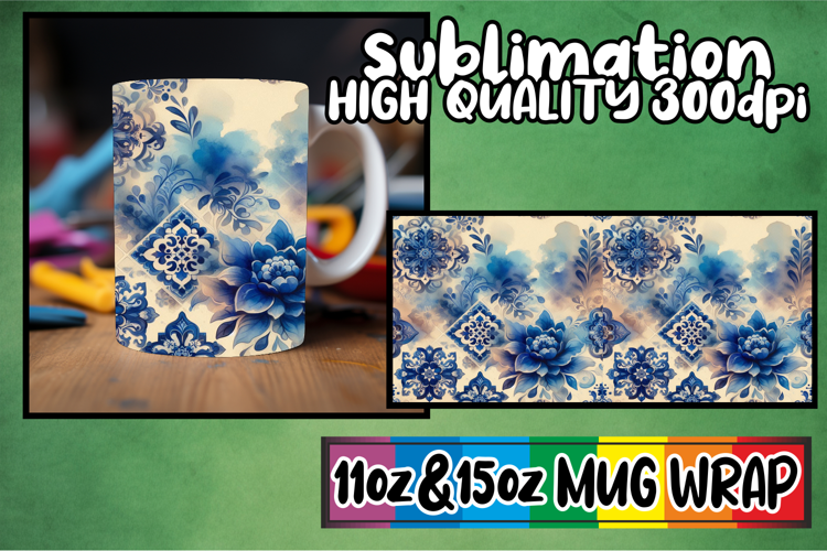 Happy hearts sublimation mug wrap, Watercolor Pattern