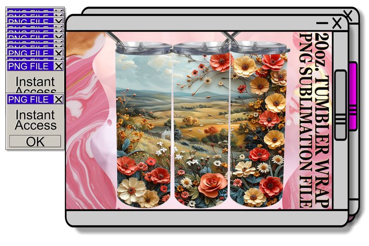 Petal Panoramic Tumbler Wrap 20oz example image 1
