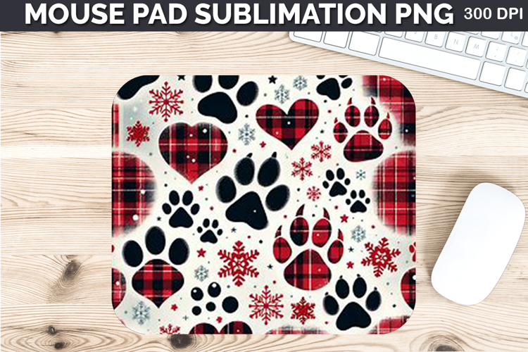 Watercolor Dog Mouse Pad Sublimation - Christmas PNG Design