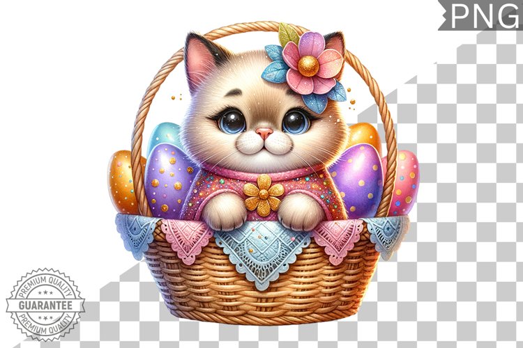 Easter Cat Sublimation - Easter Clipart PNG Design