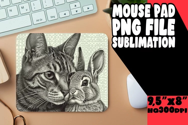 Cute Cat Portrait Mouse Pad