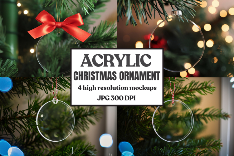 Acrylic Christmas Ornament Mockups | Clear Holiday Ornament