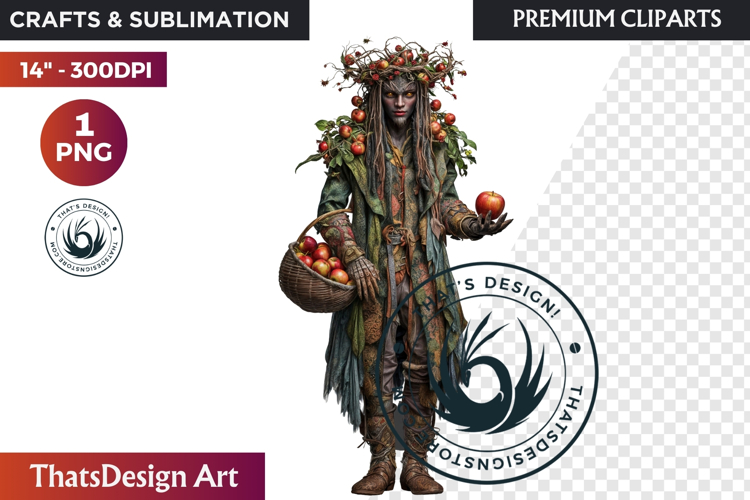 Fantasy Autumn Guardian - Epic Fall Character Clipart PNG