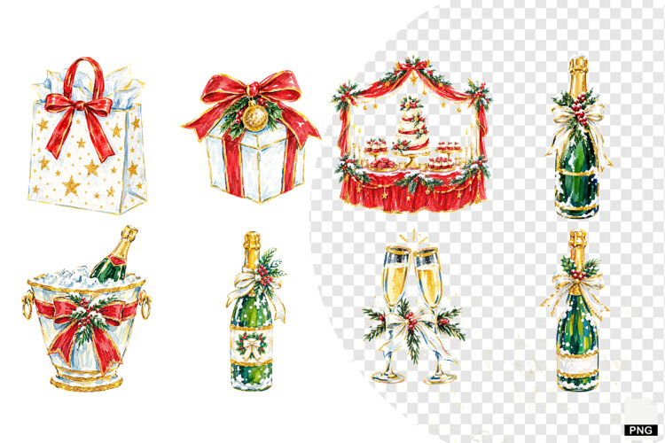 Wedding Party In Christmas Clipart example image 1