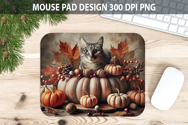 Cat Mouse pad Sublimation - Thanksgiving PNG Design