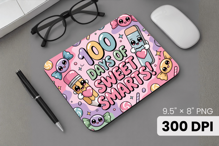 100 days of school Mouse Pad, Teacher PNG Sublimation Design