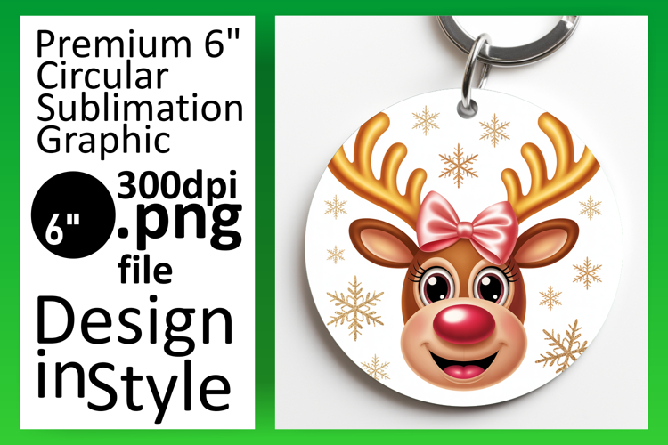 Stylish Round Design Keychain Template , Cute Christmas