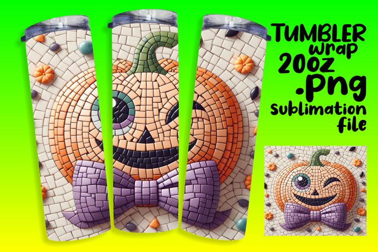 SLEEK PNG Tumbler Design 20oz , Cute Pumpkin