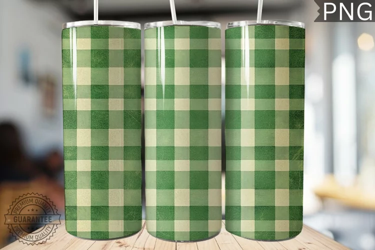 Green Plaid Tumbler Wrap - High Quality 300 Dpi