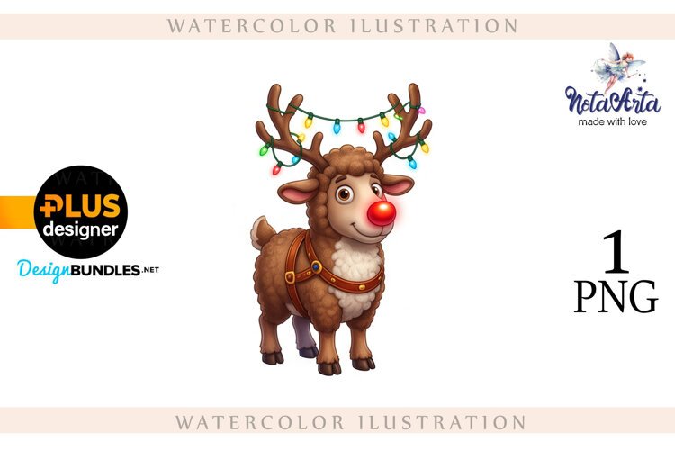Christmas Sheep in Watercolor Style example image 1