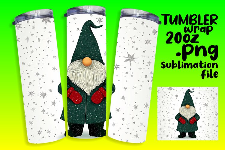 Watercolor Christmas Gnome Wrap 20oz for Sublimation