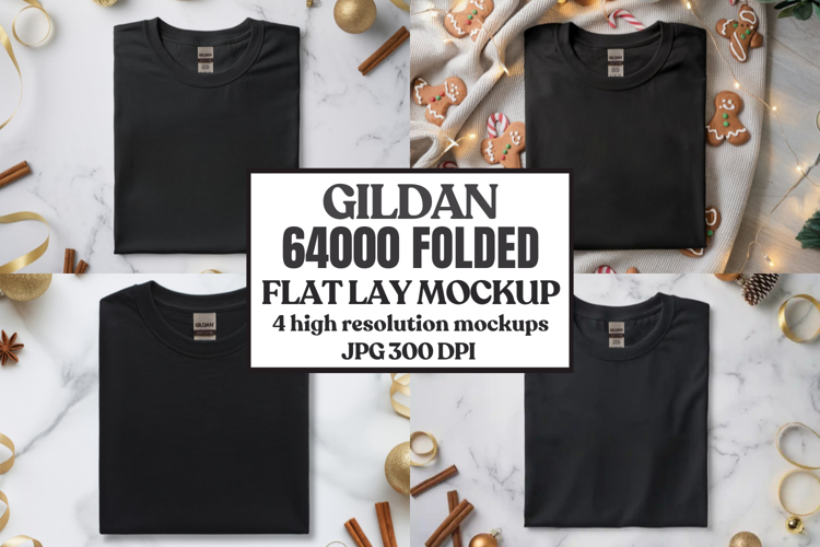 Gildan 64000 Folded Christmas Flat Lay T-shirt