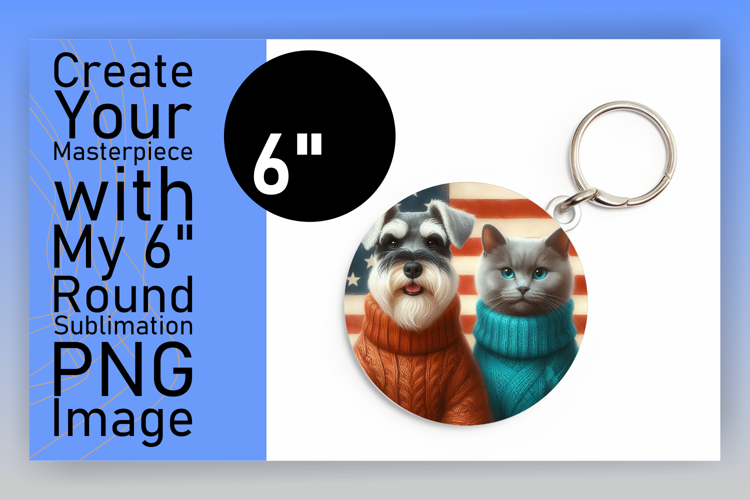 Gorgeous Circle Design Keychain Template , Dog and cat