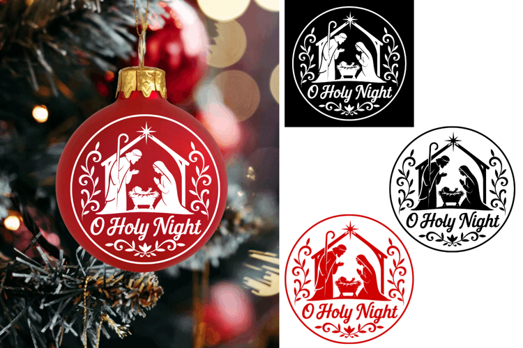 O Holy night Christmas Ornament Ball, Christmas Svg Png