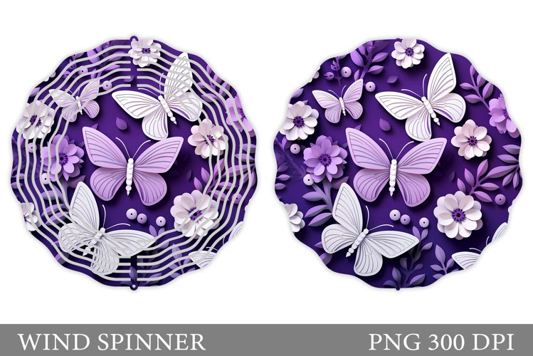 3D Butterflies Wind Spinner. Flowers Spinner Sublimation example image 1