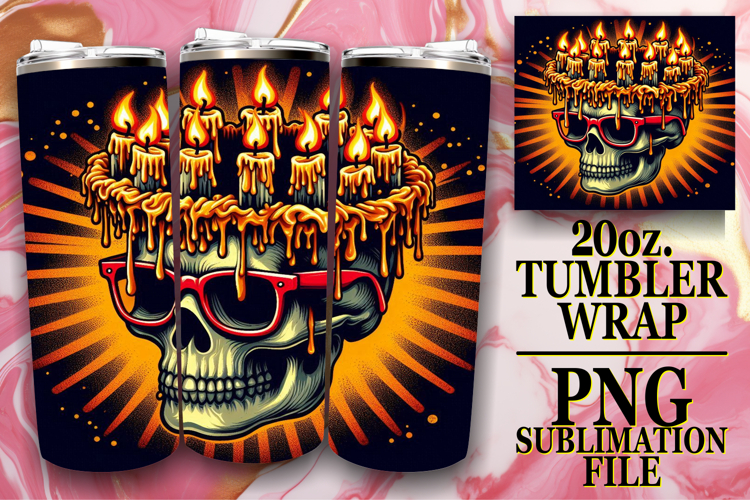 Vibrant dreams 20oz tumbler wrap, Skull