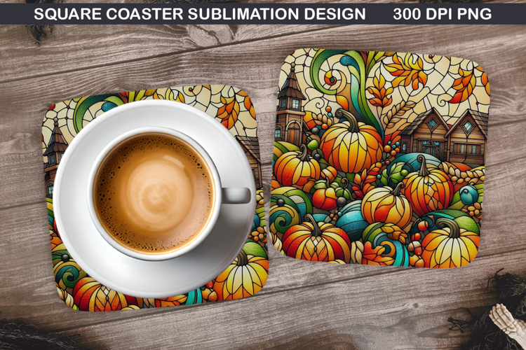 Pumpkin Coaster Sublimation, Halloween Coaster PNG Design