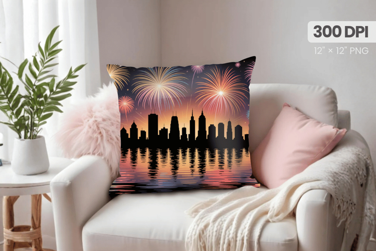 Happy New Year PNG Pillow, Festive New Years Eve 2026 PNG