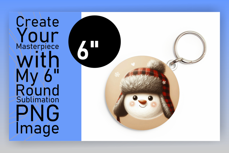 Bright Round Design for Keychains , Snowman