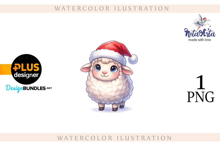 Christmas Sheep in Watercolor Style example image 1