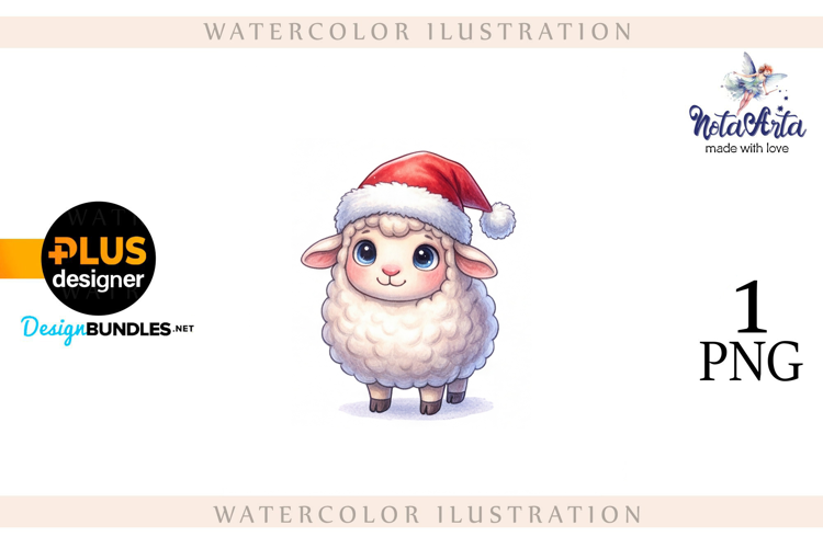 Christmas Sheep in Watercolor Style