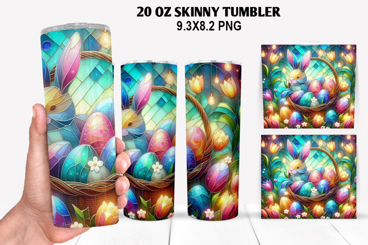 Bunny Skinny Tumbler 20oz Wrap Design, Easter Tumbler PNG