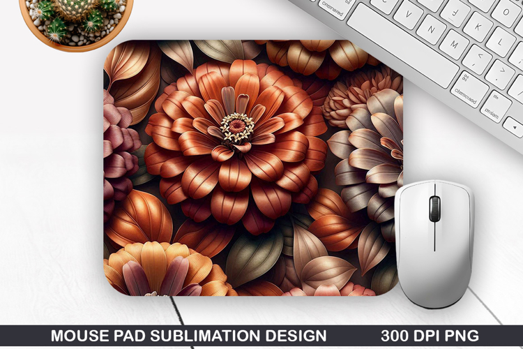 3D Flowers Mouse Pad Sublimation, Flowers Mouse Pad PNG