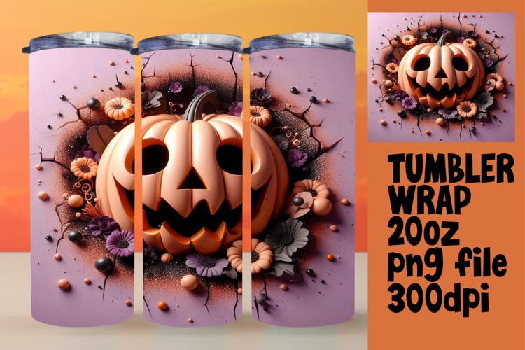 GORGEOUS 20oz Sublimation Template , 3D Pumpkin