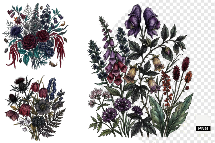 Goth Wildflowers Clipart
