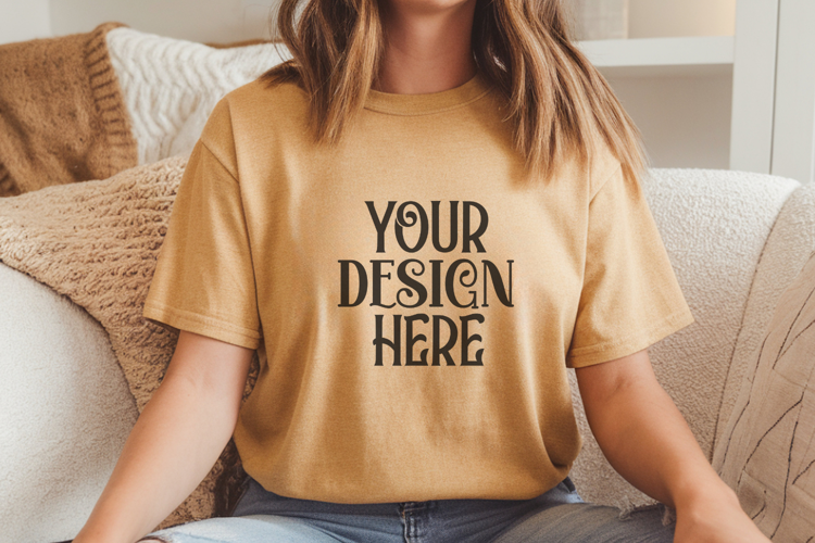 Mustard Comfort Colors 1717 T-shirt Mockups,1717 Mockups