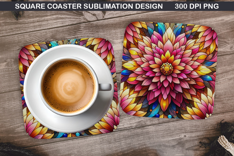 Flowers Coaster Sublimation, Spring Coaster PNG Design