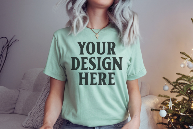 Comfort Colors 1717 Bay Christmas T-Shirt Mockup, Boho