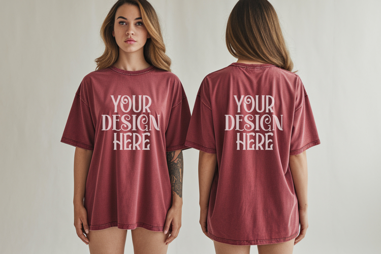 Crimson Comfort Colors 1717 Front & back T shirt Mockup