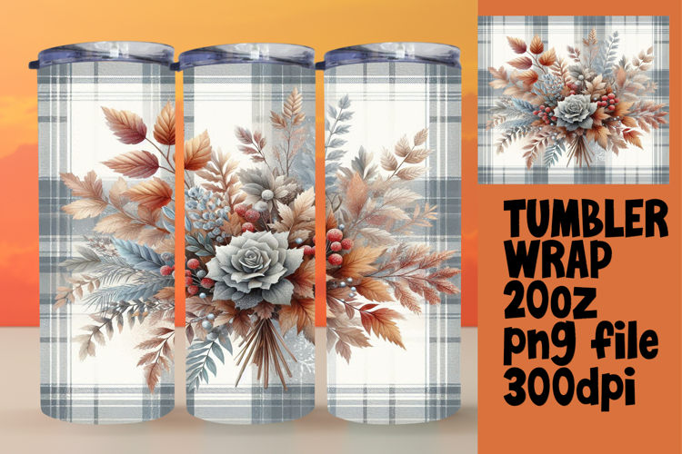 HIGH-QUALITY 20oz Tumbler PNG , Autumn Flower