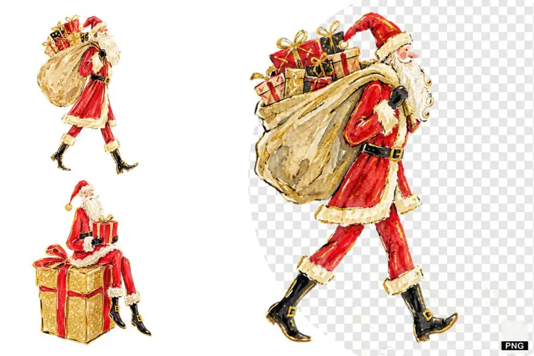 Santa With Presents PNG
