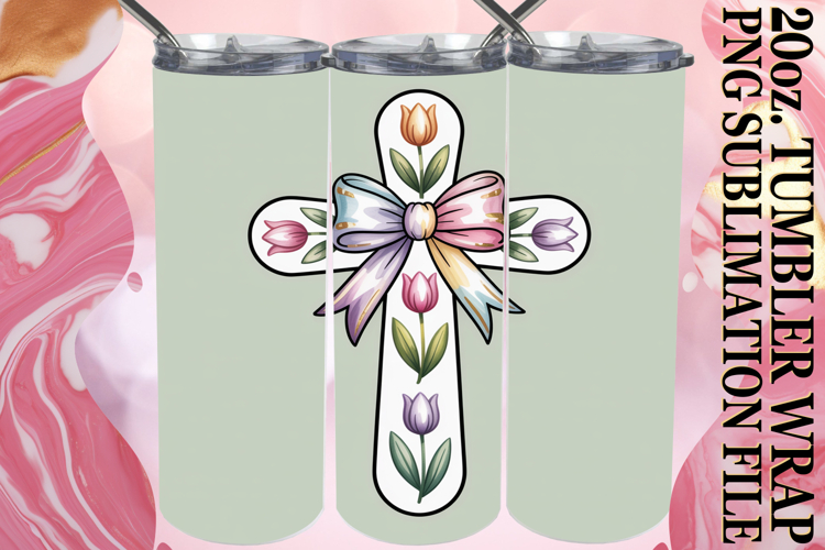 Vibrant Mornings 20oz tumbler wrap, Cross and Bow