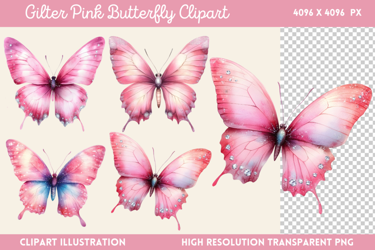 Pink Butterfly Clipart Image 9