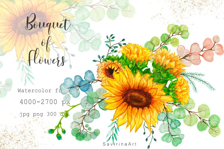 Watercolor Sunflower Clipart Image 17