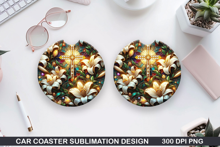 Car coaster sublimation, Easter Coaster PNG Design