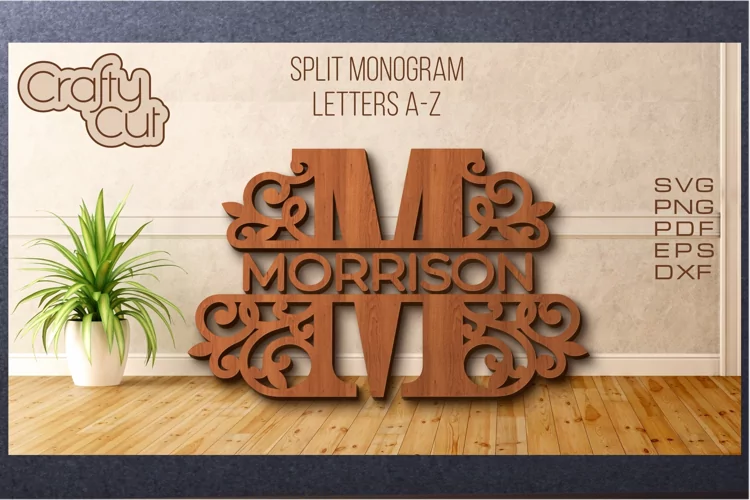 Split monogram. Split Letters A-Z. Monogram SVG files.